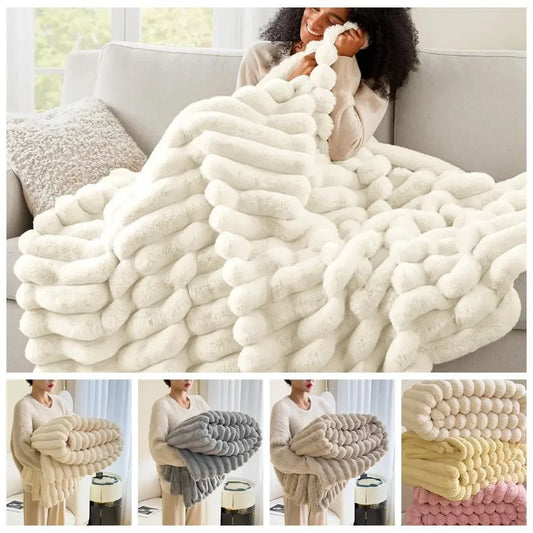 Cotton Blend Plush Warm Throw Blanket