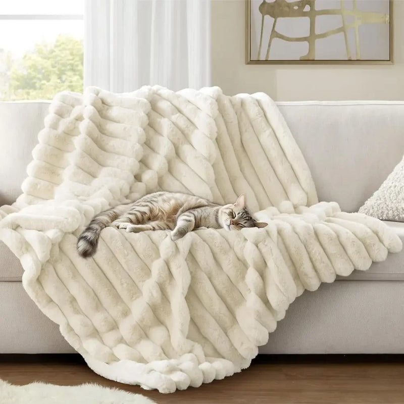 Cotton Blend Plush Warm Throw Blanket